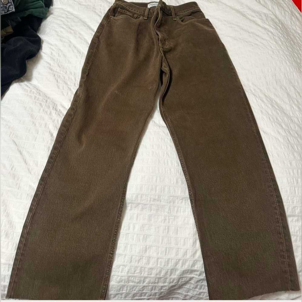 Abercrombie brown straight leg 90s straight ultra high rise jeans
